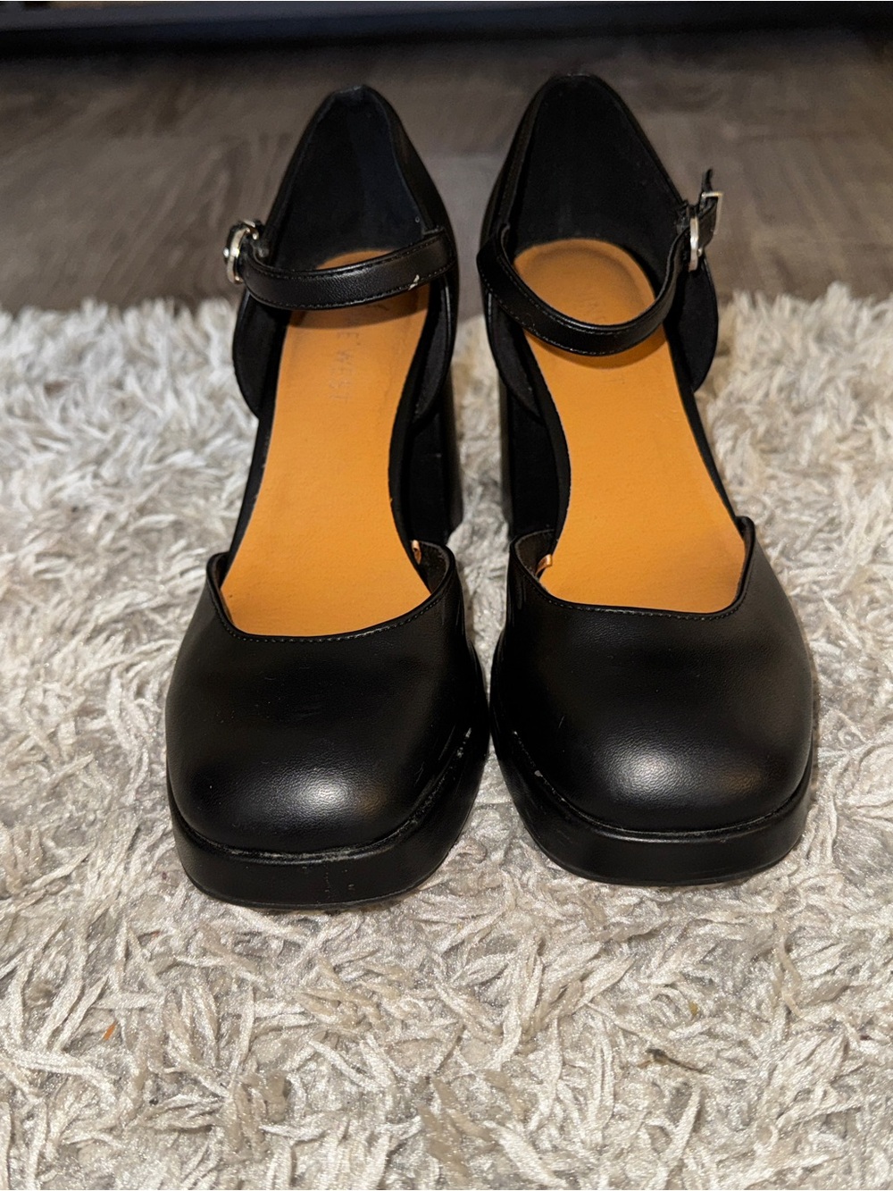 Nine West Black Mary Jane Platform Heels with Ankle Strap